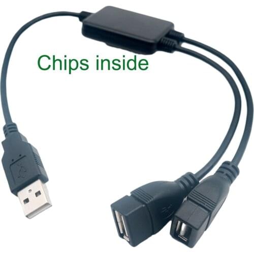 USB 2.0 A Male to 2x USB 2.0 A Female Charging Data Transmission 2 in 1 Splitter Extension Adapter Cable Cord