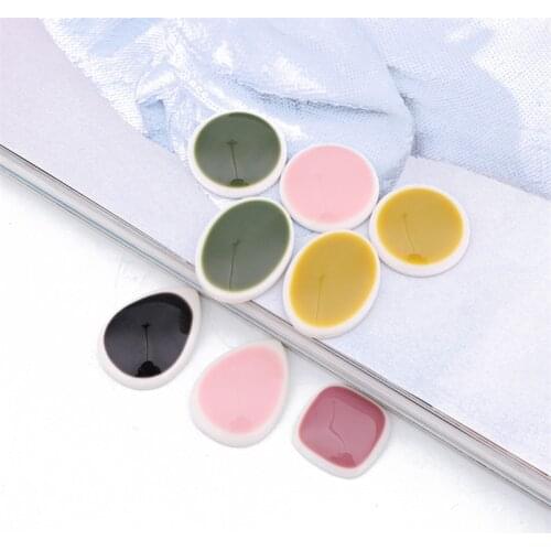 6pcs Vinatge Waterdrop Round Resin Bead Patch Findings Hand Made Earring Cabochon Monsta Charm Jewelry Making Accessory F427