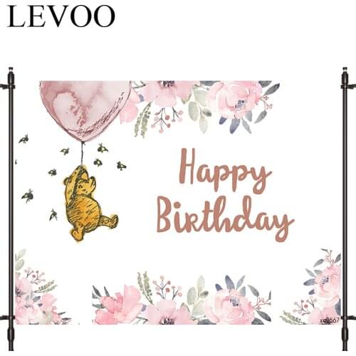 LEVOO Photography Studio Bear Flowers Birthday Child Painting Newborn Photography Backdrop Camera Fotografica