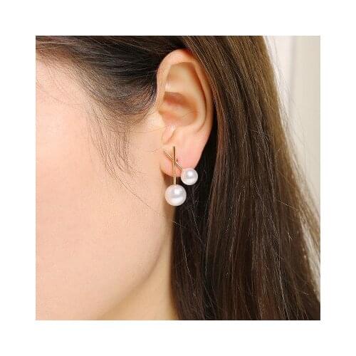 Frosty Temperament X-shaped Cross Pearl Earrings Ins Fashion Commuter Compact Earrings