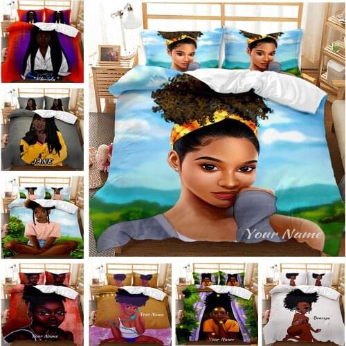 Fashion African Girl Hiphop Cool 3D Print Comforter Bedding Set Cartoon Queen Twin Single Size Duvet Cover Set Pillowcase Luxury