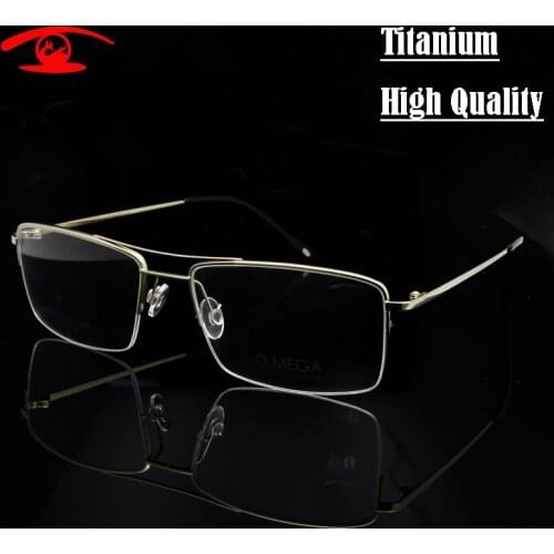 High Quality Pure Titanium Eyeglasses Frame Men Half Rim Glasses Frames Pilot prescription glasses in Clear Lens