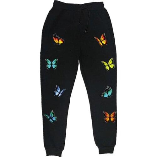 New Fashion Butterfly Print Casual Sweatpants Men Women High Waist Streetwear Jogger Pants Trousers Autumn Winter Size S-3XL