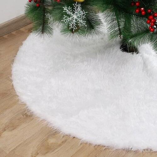 New Long Hair Christmas Tree Skirt Decorations Holiday Supplies White Apron Plush Christmas Tree Group New Year Home Decoration
