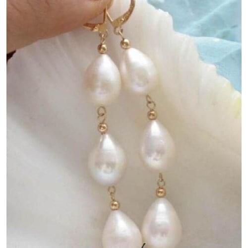 New Beautiful PERFECT A PAIR 9-10MM SOUTH SEA WHITE NATURAL PEARL EARRING