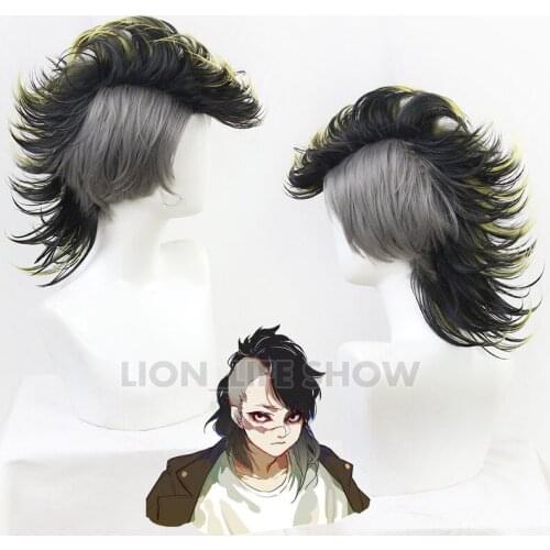 Demon Slayer Kimetsu No Yaiba Shinazugawa Genya Cosplay Synthetic Hair Heat Resistant Wig for Adult Free Hairwear Cap