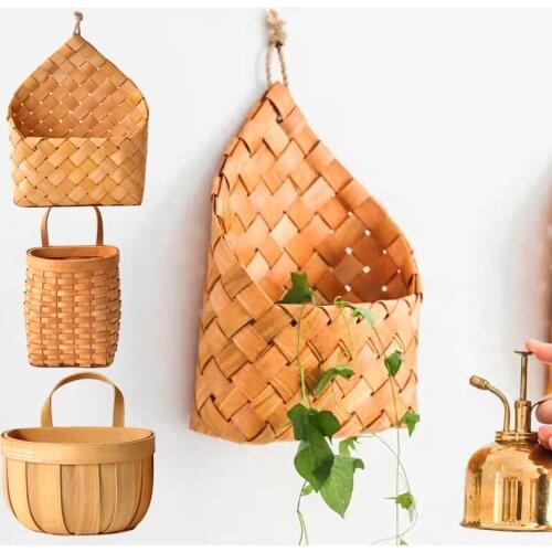 Handmade Woven Baskets Natural Weaving Storage Tableware Container Wall Hanging Basket Flower Pot Letter Box Storage Basket