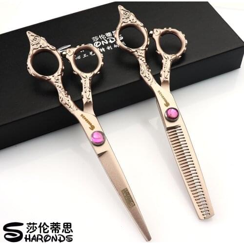Sharonds 6 inch Professional Hairdresser Scissors Japan 440c Cutting Scissors & Thinning Scissors Barbershop Hair Salon Tools