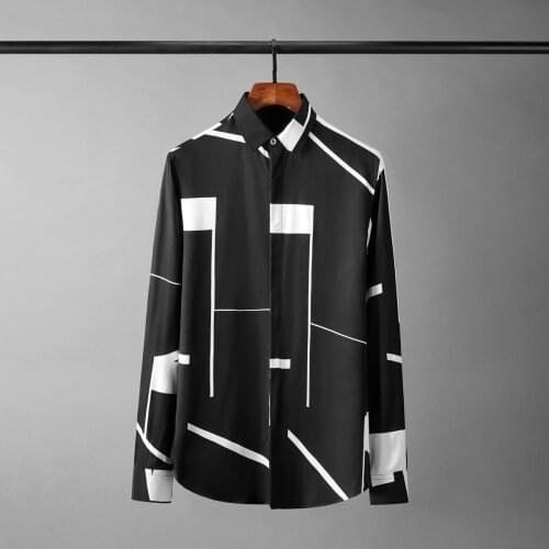 New 100% Cotton Man Shirts Luxury Long Sleeve Black White Splicing Mens Dress Shirts Camisa Masculina Slim Party Male Shrits 4XL