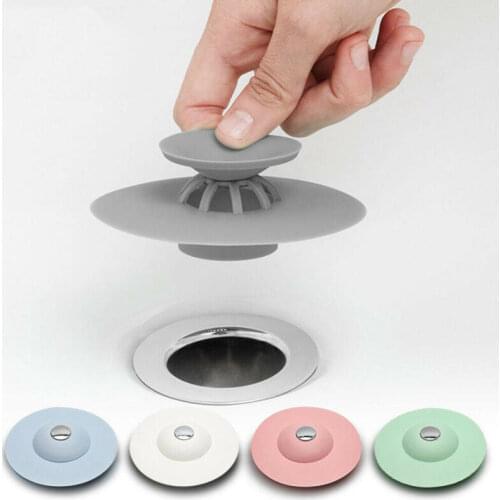 Silicone Press Drain Hair Catcher Sink Plug Kitchen Odor Proof Bounce Floor Drain Tub Drain Filter Screen Floor Drain Cover