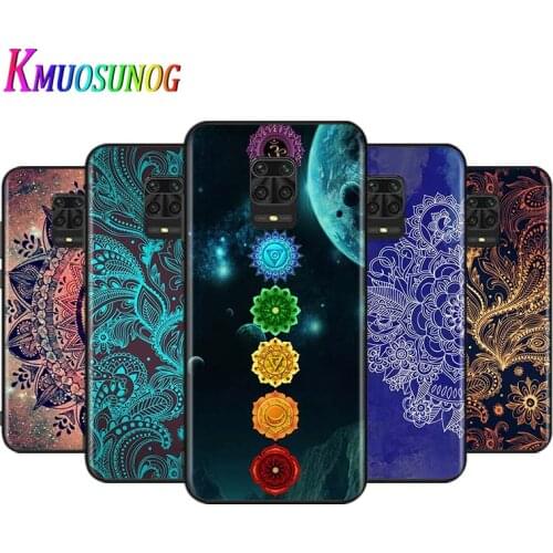 Mandala Chakra Yoga For Xiaomi Redmi Note 9 9S Max 8T 8 7 6 5 Pro 5A 4X 4 Silicone Soft Phone Case Bright Black Cover