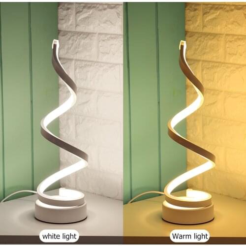 Modern LED Spiral Table Lamp Bedside Lamp Desk Decoration Acrylic Iron Curved Light Bedroom Reading Lighting For Student