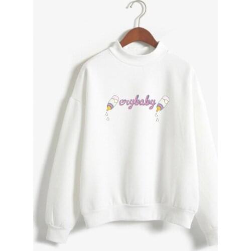 Cry Baby Hoodie Women Funny Kawaii Pink Sweatshirt Female Long Sleeve Pullovers Warm Coats Harajuku Streetwear Womens Sweatshirt
