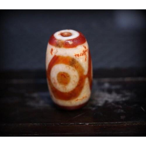 Treasure Magic Power Tibetan old Agate 3 Eye Tiger Tooth Big Drum dZi Bead Amulet Pendant Talisman Timestown UPD21