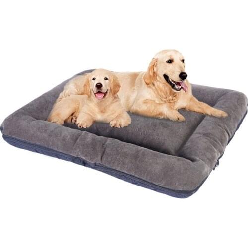 Corduroy Dog Bed Crate Mats Pad Cat Beds Pet Mat Sofa Kennel Sleeping Matteress with Removable Cover Soft Cushion for Large Dogs