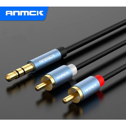 Anmck Audio RCA Cable HiFi High End 2RCA to Aux 3.5mm Jack Stereo Aux RCA Audio Wire for Speaker Car iPhone 11 Huawei TV Box 5m