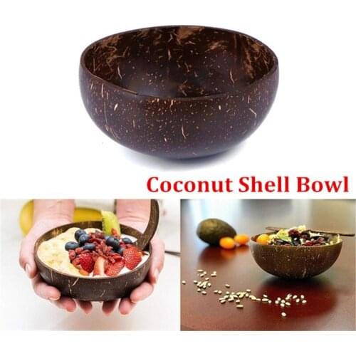 1pcs Natural Coconut Shell Bowl Soup Salad Noodle Rice Bowl Wooden Fruit Bowls