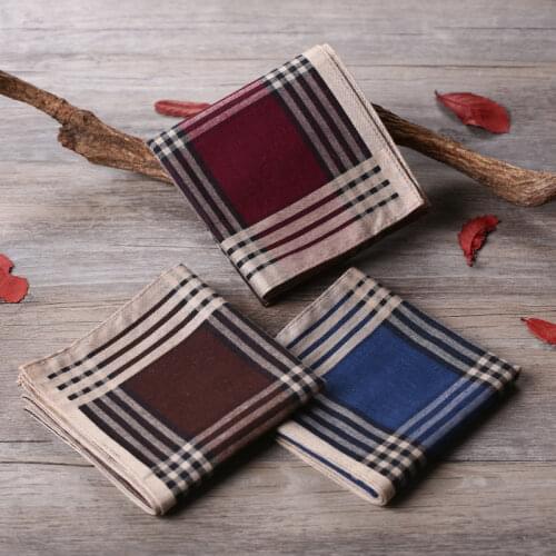 2PCS New 100% Cotton Antique lace stripe handkerchiefs men Square Handkerchief ladies hanky towel party Christmas gift