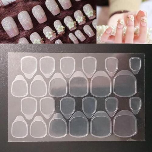 NEW Wholesale 24Pcs Double Sided Adhesive Glue Tapes Nail Art Tabs Clear Manicure for Fake Tip Make up Supplies