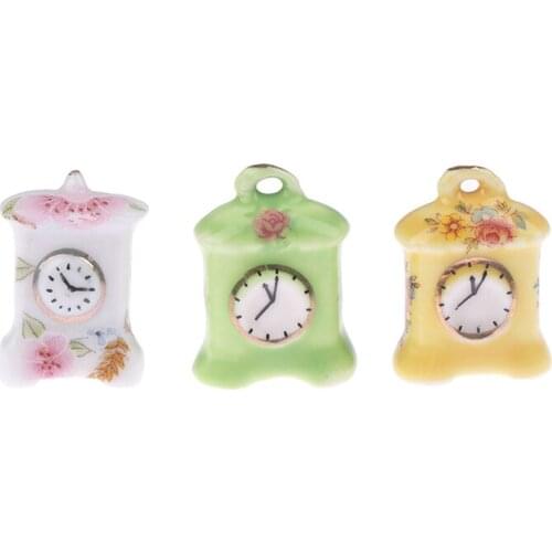3pcs/set 1/12 Miniature Accessories Mini Clock Model Toys For Doll House Decor