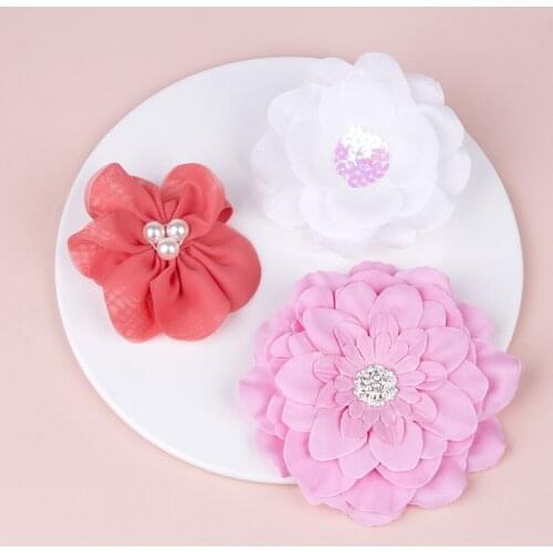 3pcs/lot Cute Heart-shaped Rose Flower Elastic Hairband Fashion Handmade Floral Baby Headband Party Decoration Photography Props