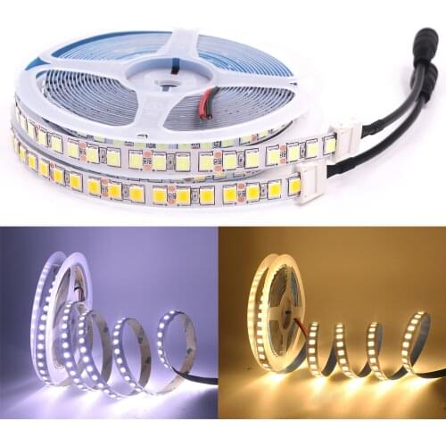 5M 5050 RGB Led Strip Light 12V Flexible LED Tape with DC Connector Waterproof 60/120 LED Stripe Ribbon String Home Decoration