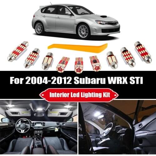 8pcs White Car LED Bulbs Interior Map Dome Light Kit Fit For 2004-2010 2011 2012 Subaru WRX STI Trunk Cargo License Plate Lamp