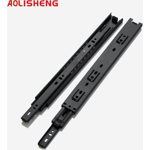 AOLISHENG Drawer Slide 35mm Runners Width Ball Bearing Three Fold Full Pull Rail