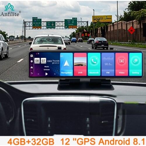12" 4G Car DVR rearview mirror Gravity sensor Android 32G Bluetooth GPS navigation Video Recorder Dual Lens ADAS Camera Dash Cam