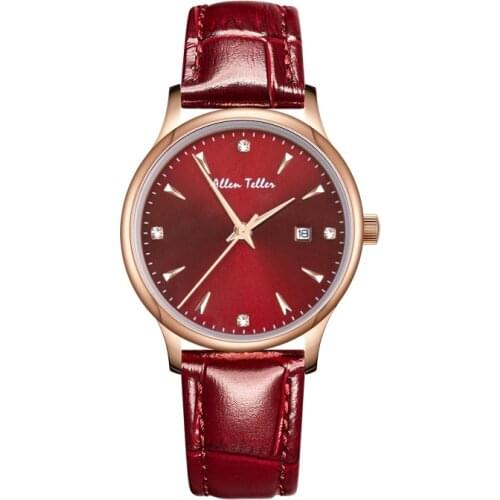 Fashion Womans Watch Quartz Wristwatch Ladies Free Shipping Red Watches For Girls Gifts Leather Strap Watches Relogio Feminino