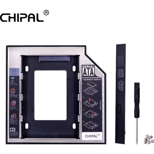 CHIPAL Universal SATA 3.0 2nd HDD Caddy 12.7mm for 2.5" 2TB SSD HDD Case Enclosure + LED Indicator for Notebook CD-ROM DVD-ROM