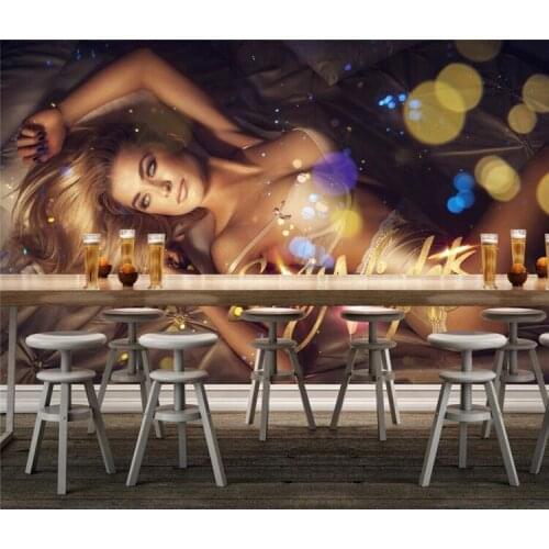Europe nightclub DJ beauty background wall paper KTV sexy girl bar wallpaper cool living room sofa TV murals papel de parede