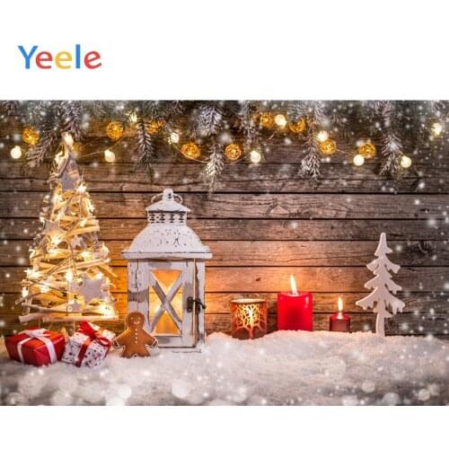 Yeele Christmas Trees Photography Backdrops Gifts Candles Golden Lights Snow And Balls Texture Background Decor For Photo Studio
