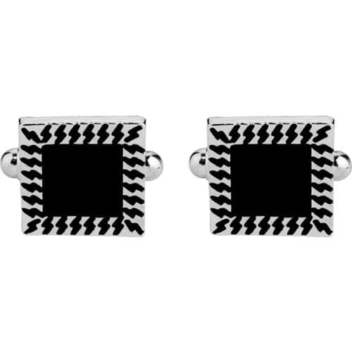 Gemelos Classic Silver-color Rhineston Black Painting Mens Cufflink Wedding Suit Shirt Buttons Cuff links