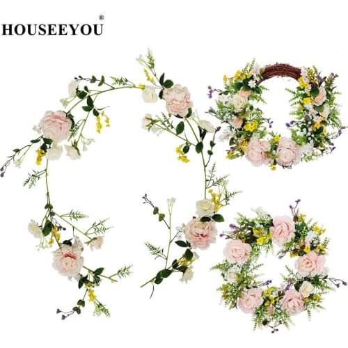 Artificial Rose Rattan Simulation Plant Fake Flowers Wedding Home Office Photography Auditorium Decoration Ornaments