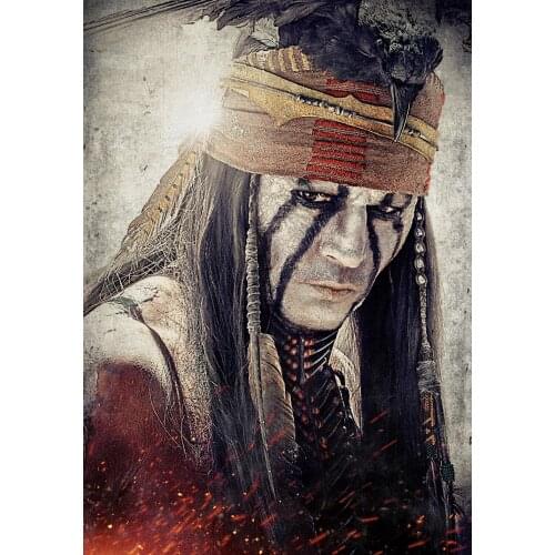 TOP COOL American Western Art oil painting-100% handpainted -The Lone Ranger Tonto Johnny Depp 24x36 -free shipping cost