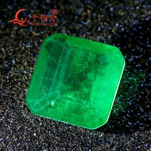 Square shape emeral d cut natural crystal add glass green color and red color loose stone