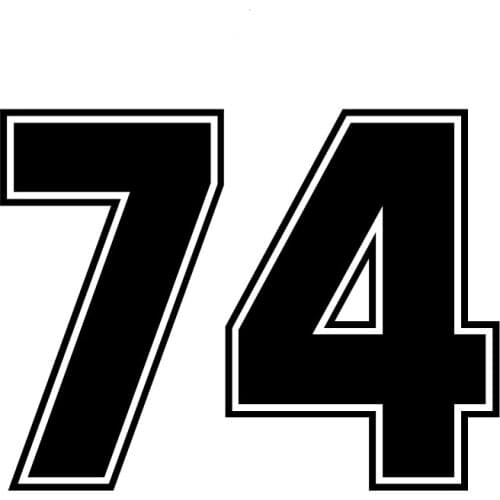 Hot Sell Car Sticker Number 74 Vinyl Decal Waterproof Auto Decal on Truck Bumper Rear Window Good Quality Waterproof Anti-UV