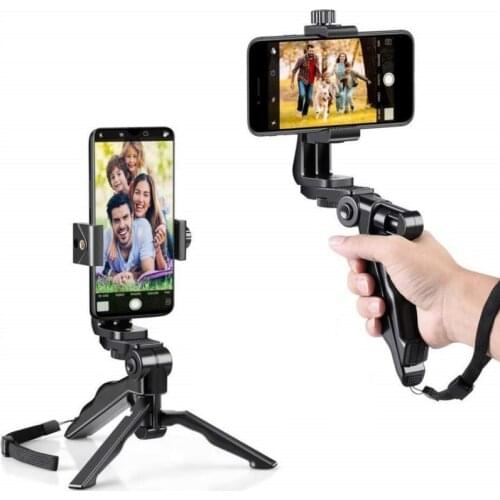 Mini Selfie stick Portable Desk Plastic Stand Handheld Tripod Mount with Phone Clamp & Adjusting Tripod Head for Smartphones