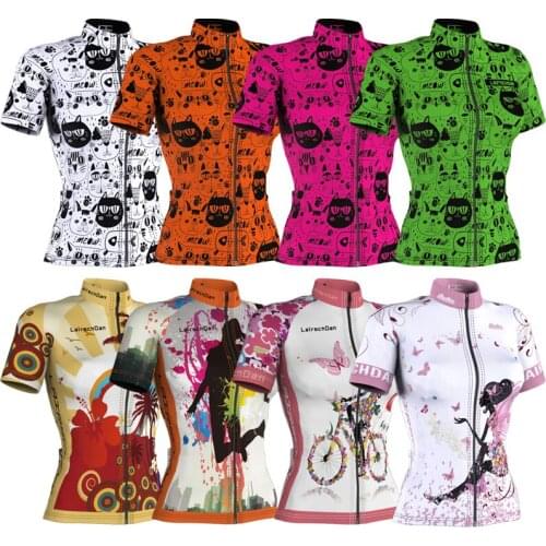 LairschDan Fashion Woman Cycling Clothing Summer Short Sleeve Bike Clothes Road Bicycle Shirt Breathable Blusa Ciclismo Feminina