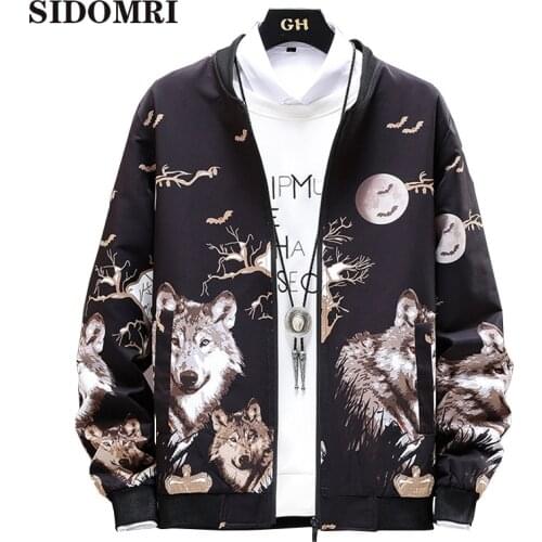 Male Jacket casual wolf style Mens Overcoat letter print Zip Up Men Jacket Spring Autumn Brand Windbreaker Slim Fit Coats