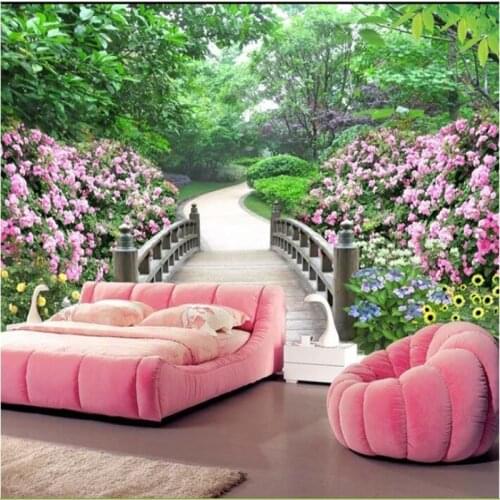 Beibehang custom mural silk cloth 3d room wallpaper stickers Park landscape garden setting wall photo wall paper for walls 3d