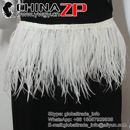 CHINAZP Factory Wholesale 20yards/lot Good Quality Bleached White Ostrich Wing Feather Fringe Trim