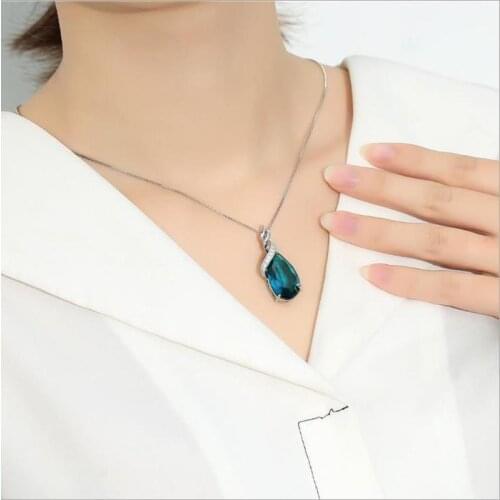 TJP Top Quality Silver 925 Necklace For Women Accessories Fashion Crystal CZ Pendant Necklace Girl Lady Valentines Day Bijou