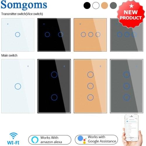 WiFi Smart Light Switch RF433 Transmitter Switch Smart Life Tuya App Control Works with Alexa Google Home EU US 2/3 Way