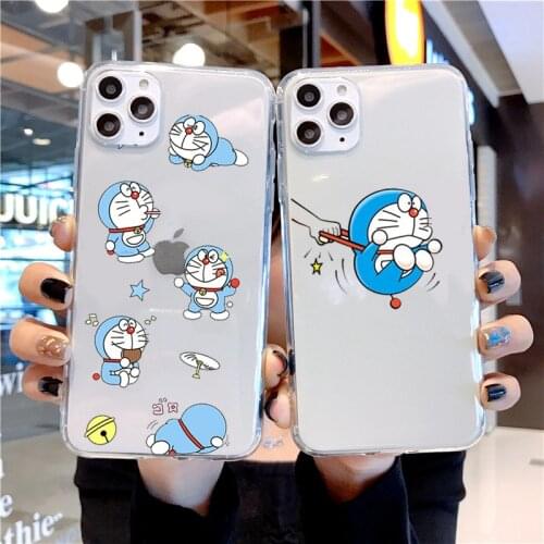 Cartoon Anime Doraemon Transparent Phone Case for iPhone 6 6s 7 8 Plus 11 12 mini Pro X Xs Max Xr Protective Case