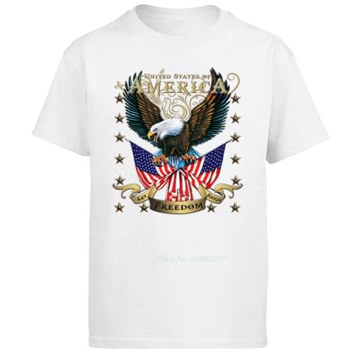 For America Shirt Eagle Shirt Patriotic USA Freedom Mens White Short Sleeve T-shirt men clothing