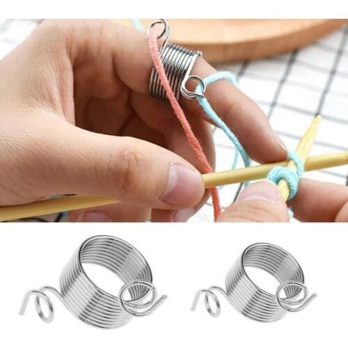 DIY Knitting 2pcs Ring Type Finger Wear knitting Needle Thimble Yarn Spring Guides Braided Knuckle Sewing Tools knitting accesso