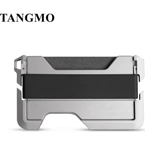 TANGMO Genuine Leather Skin Rfid Credit Card Holder Metal Men Wallets 2021 Badge Cardholder Aviator Minimalist Wallet for Card