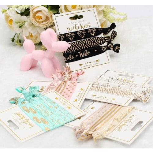 Team Bride Tribe Bridesmaid Hair Tie Wristband Bracelet Bachelorette Hen Party Wedding Bridal Shower Decoration